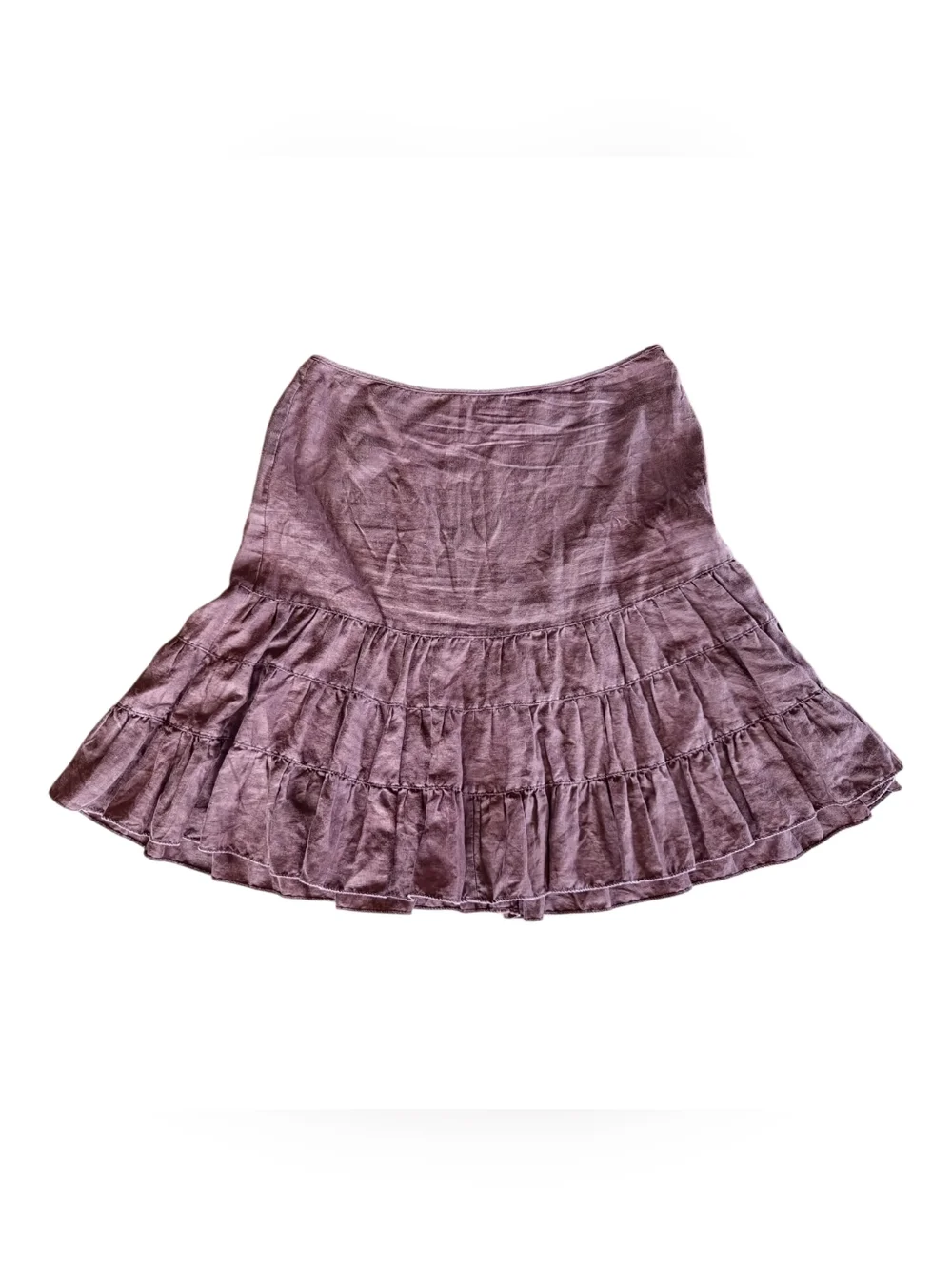Vintage Y2K 100% Linen Tiered midi Skirt St Johns Bay Prairie Bohemian Actual 12